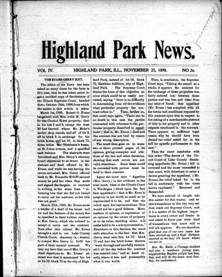 Highland Park News (1874), 25 Nov 1898