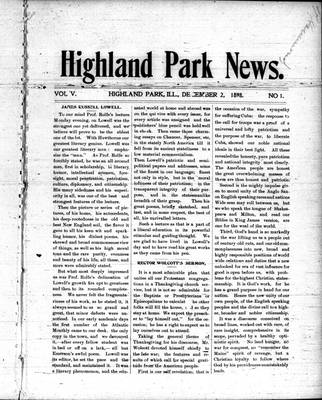 Highland Park News (1874), 2 Dec 1898