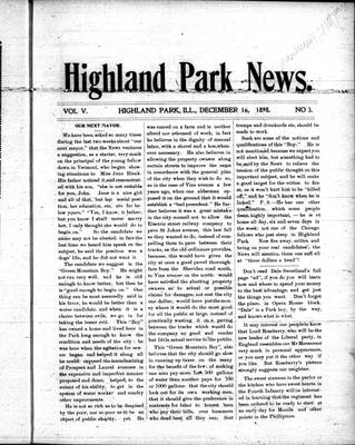 Highland Park News (1874), 16 Dec 1898