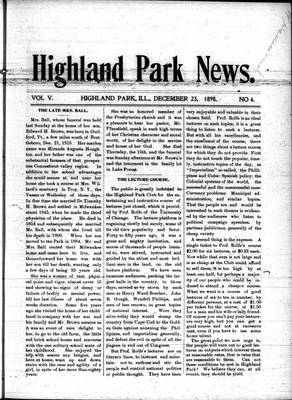 Highland Park News (1874), 23 Dec 1898