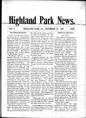 Highland Park News (1874), 30 Dec 1898