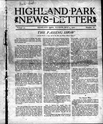 Highland Park News-Letter (1904), 4 May 1907