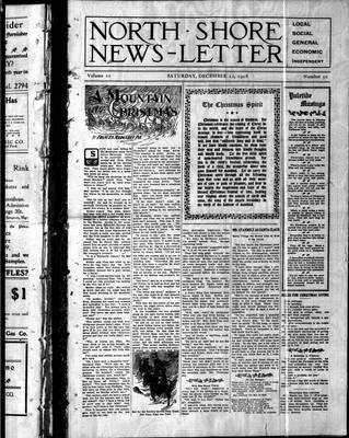 North Shore News-Letter (1907), 12 Dec 1908