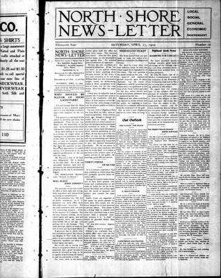 North Shore News-Letter (1907), 17 Apr 1909