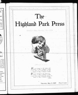 Highland Park Press, 9 May 1929