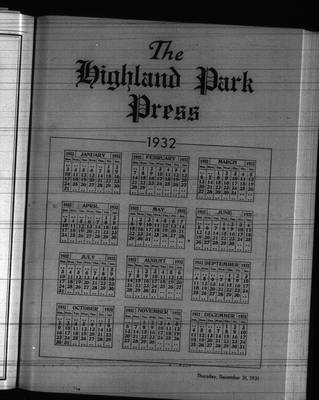 Highland Park Press, 31 Dec 1931