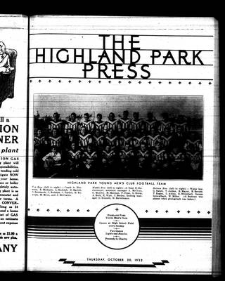 Highland Park Press, 20 Oct 1932