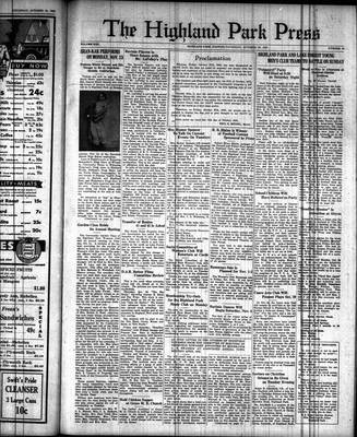 Highland Park Press, 26 Oct 1933