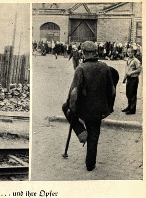 A man with an amputated foot stands watching a line of people waiting in one of Kharkiv’s marketplaces