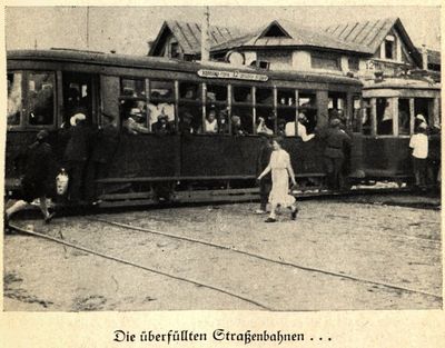 Crowded streetcar at the Kholodna Hora Station in Kharkiv