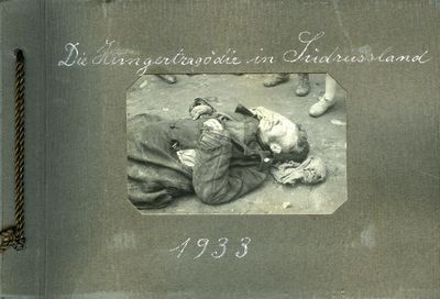 Close-up of a young man, a famine victim on the streets of Kharkiv