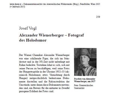 “Alexander Wienerberger – Fotograf Des Holodomor”  beginning of article