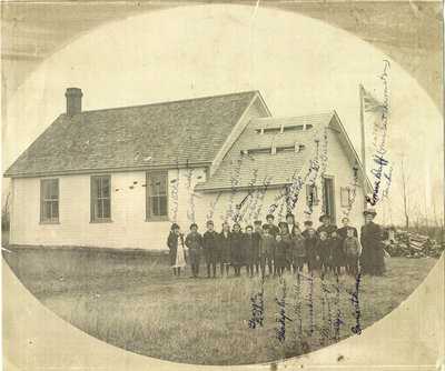 School children and teacher, Dean Lake