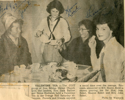 CGIT (Canadian Girls in Training) Valentine Tea, Iron Bridge, 1963