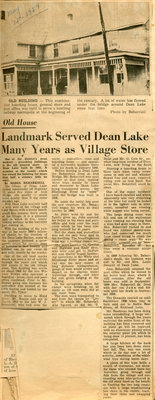 History of Old Village Store, Dean Lake, 1959