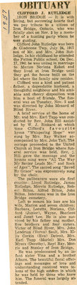 Clifford J. Rutledge Obituary, Iron Bridge, 1957