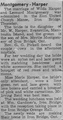 Montgomery-Harper Wedding, Iron Bridge, Circa 1950