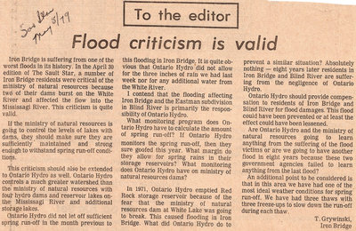 Flood Criticism Is Valid - Iron Bridge, 1979