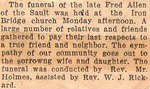 Obituary for Fred Allen - June 3, 1933