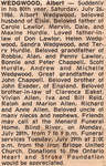 Obituary For Albert Wedgwood - July 1986