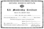 Ontario Women`s Institute Life Membership Certificate for Lottie Armstrong - 1975