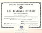 Ontario Women`s Institute Life Membership Certificate for Mildred Kirby - 1975