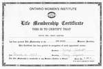 Ontario Women`s Institute Life Membership Certificate for Hattie Gardiner - 1975