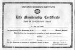 Ontario Women`s Institute Life Membership Certificate for Jo Baker - 1985