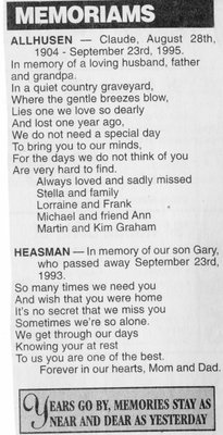 Memoriams for Claude Allhusen and Gary Heasman,Circa 2000