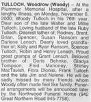 Obituary for Woodrow Tulloch, Sault Ste. Marie, 2000