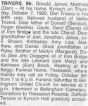 Obituary for Donald James Matthias (Dan) Trivers, Kynoch, 1999