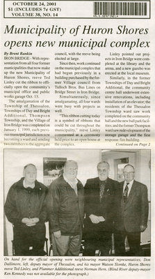 Huron Shores Opens New Municipal Complex, 2001