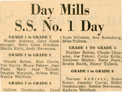 Day Mills S.S. No. 1 Day, Circa 1950