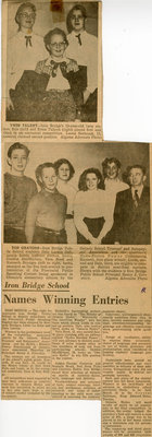 Names Winning Entries, Iron Bridge School, Circa 1950