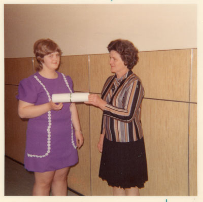 Debbie Cosgrove Receiving Provincial Honors Award, Iron Bridge, 1972.