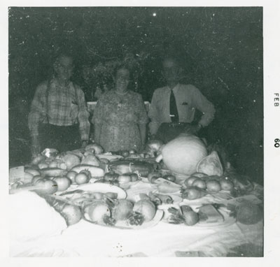 Nelson Warnock, Mr. and Mrs. Bill Smith, Iron Bridge Horticultural Show, 1950