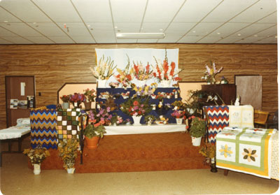 Fall Fair, Quilt and Floral Display, Iron Bridge, 1979