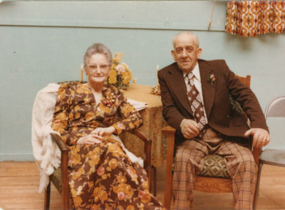 Mr. and Mrs. Max Tulloch, 50th Wedding Anniversary, Iron Bridge, 1975