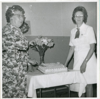 Mrs. Reba McClelland and Mrs. Lenora Gardiner, Iron Bridge, 1974