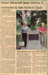 Newspaper Clipping, "Mabel Beharriell Takes Lifetime Of Memories To New Sault Home", 1995
