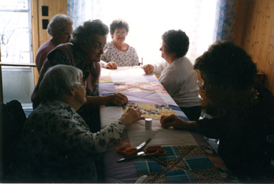 Women's Institute Members Working On A Quilt, Circa 1990