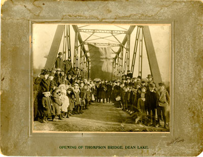 Opening of Thompson Bridge, Dean Lake, 1908