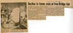 Newspaper Clipping, "Decline In Farms At Iron Bridge Fair", 1971