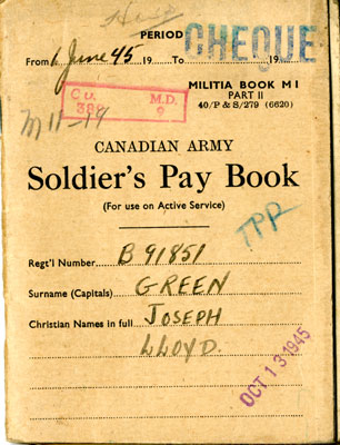 Joseph Lloyd Green's Canadian Army Soldiers Pay Books, 1942
