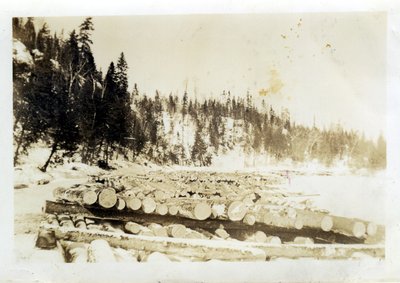 Log Dump at Camp, Circa 1930