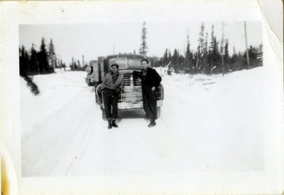 Two Men at Logging Truck, Circa 1940