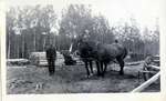 Joe LePage and Horses at Dunn Mill, Circa 1940