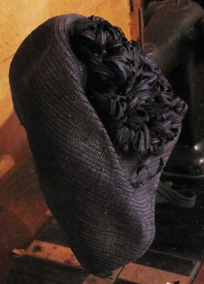 Black Sisal Hat With Black Trim, Circa 1940