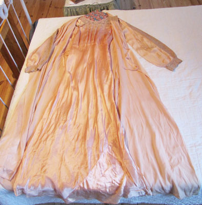 Full Length Peach Silk Gown With Matching Robe, Circa 1930