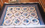 Blue Pinwheel Patterned Quilt, Circa 1960